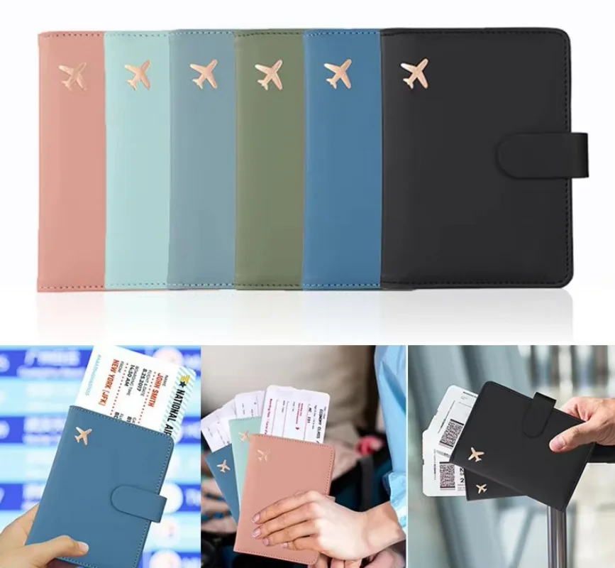 Fashion RFID Passport Cover Case Women Men Passport Holder Flight Ticket Clip Travel Passport Wallet ID Credit Card Holder