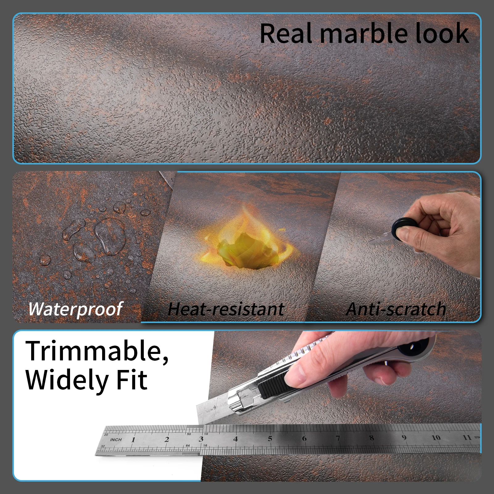 بلاط أرضيات Art3d قابل للتقشير واللصق، 30-عبوة 12 × 12 بوصة. يغطي 30 قدم مربع، بلاط أرضيات الفينيل المقاوم للماء، جرانيت ذاتي اللصق #4