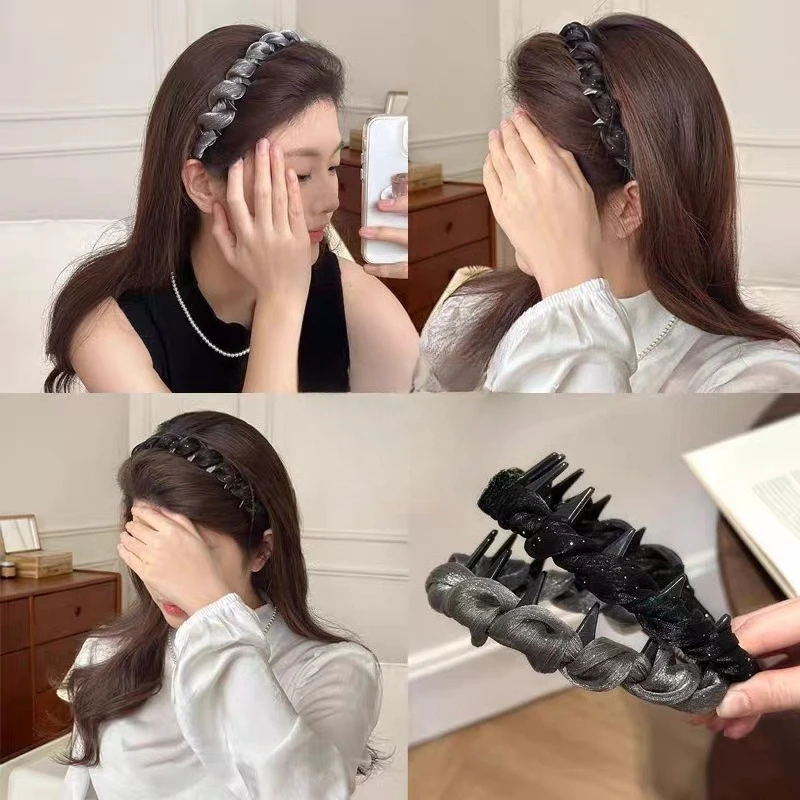 

2025 New Women Hair Comb Headband Girls Headwear Vintage High Cranium Mesh Hairband Korean Style Headband Women Hair Accessories