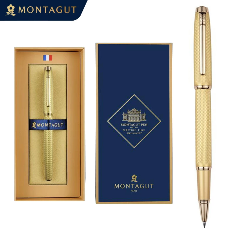 

Montagut Classic Silver And Golden Trim Iridium RollerBall Pen Luxury Writing Signature Pen With Gift Box