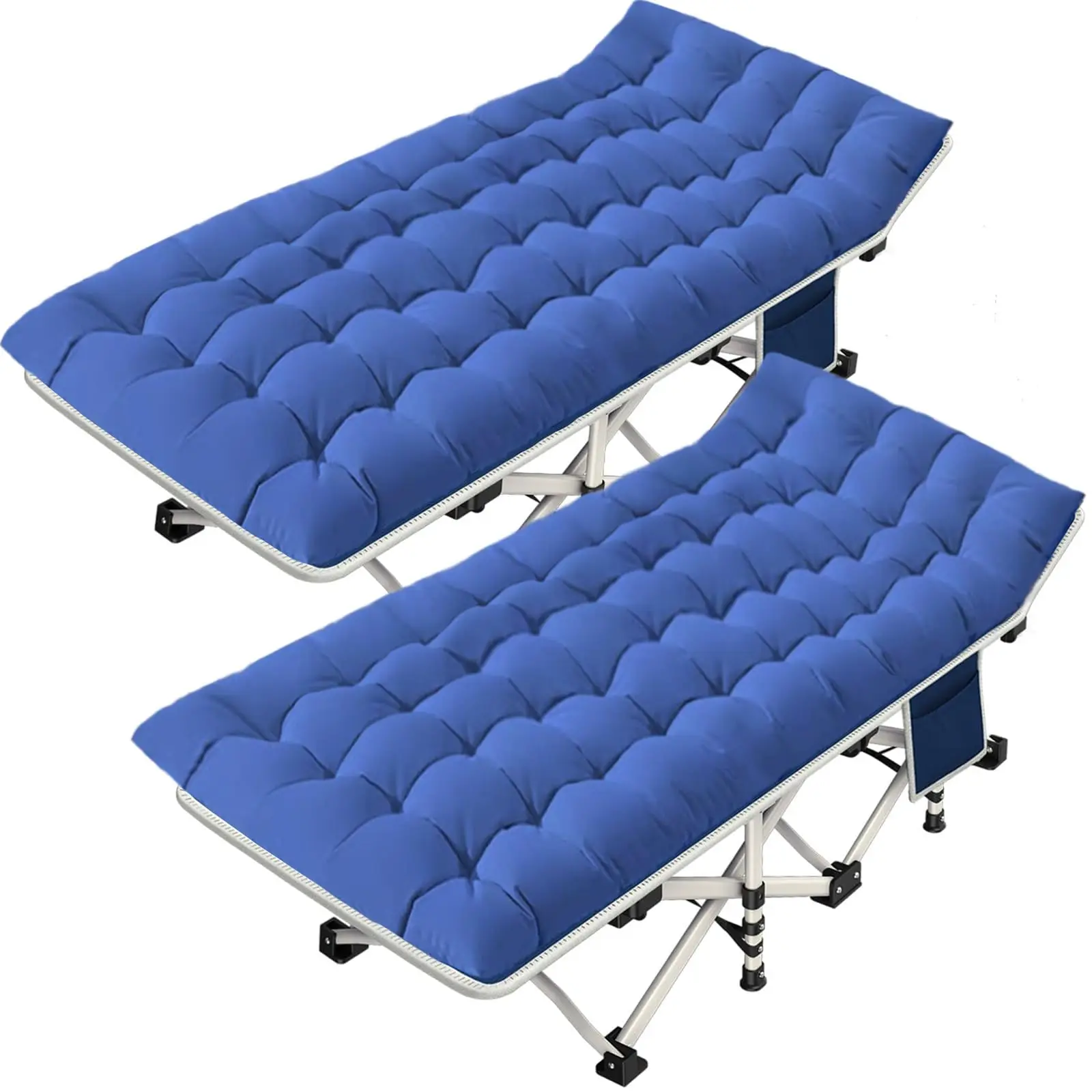 2 Pack Camping Cot with Mattress, Folding Camping Cot for Adults