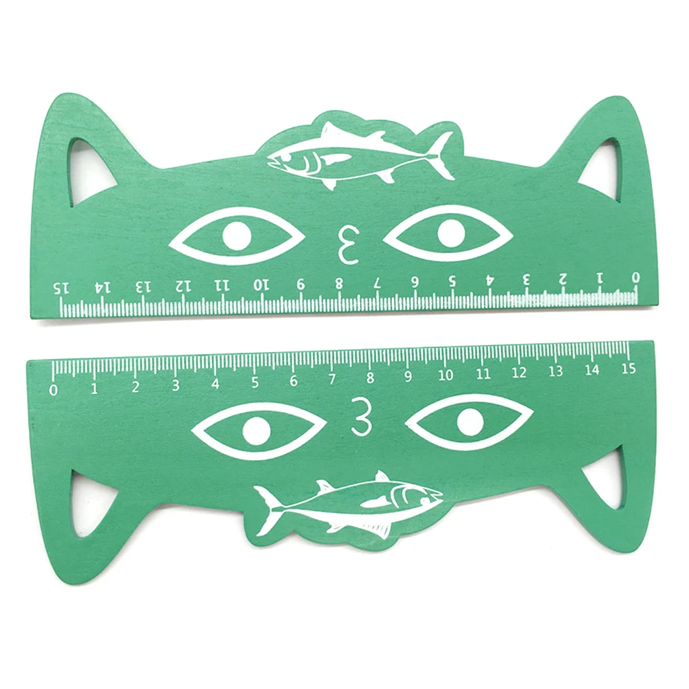 

4 pcs CatShapeWoodenRuler LightweightCartoonMeasuringTool VividFishDesign AccurateScale KidsSchoolSupplies Gift WoodenRulers