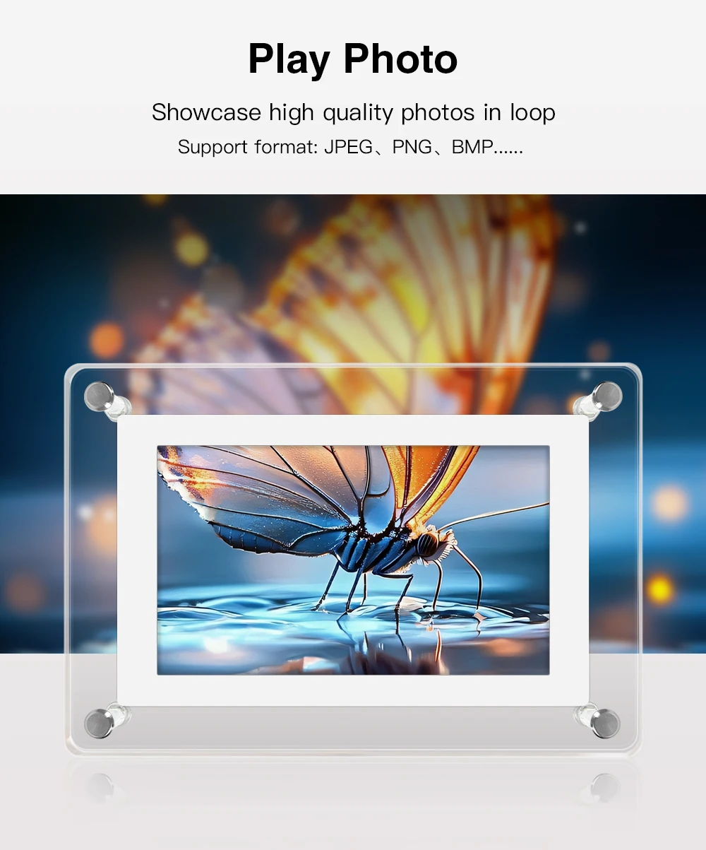 Acrylic Digital Photo Frame 5 and 7 Inch IPS Screen 4GB Memory Rechargeable Battery Auto Rotate Portable Digital Picture Frame