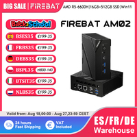 FIREBAT AM02 MINI PC AMD Ryzen 5 6600H DDR5 16GB RAM 512GB SSD WIFI6 BT5.2 Portable Desktop MINI PC Computer Network port HDMI