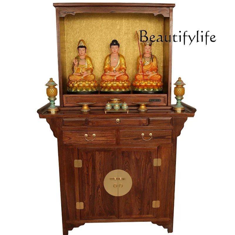 

wood Buddhist niche Buddhist table offering incense table Gongtai table household base heightening Buddhist hall cabinet