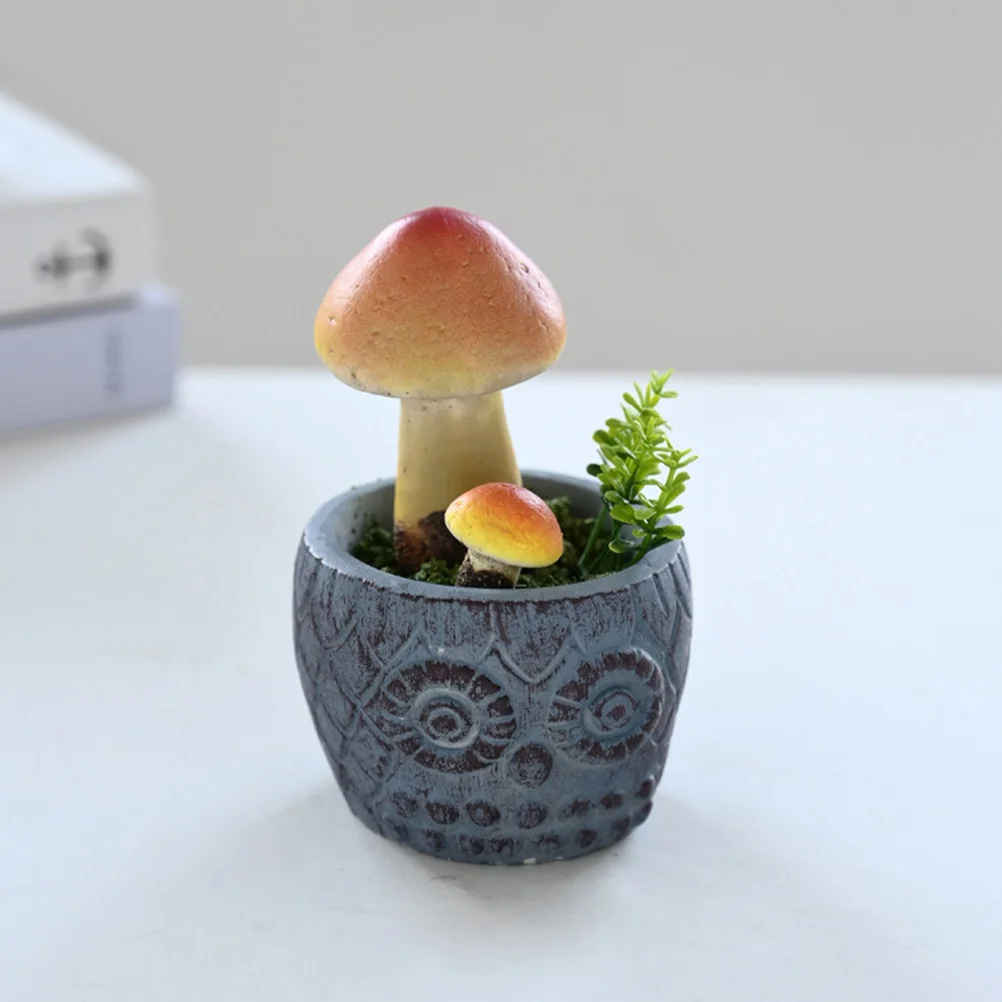 

4Pcs Skull Face Artificial Mushroom Figurines Realistic Faux Potted Plants Desktop Decoration Mushroom Figurines