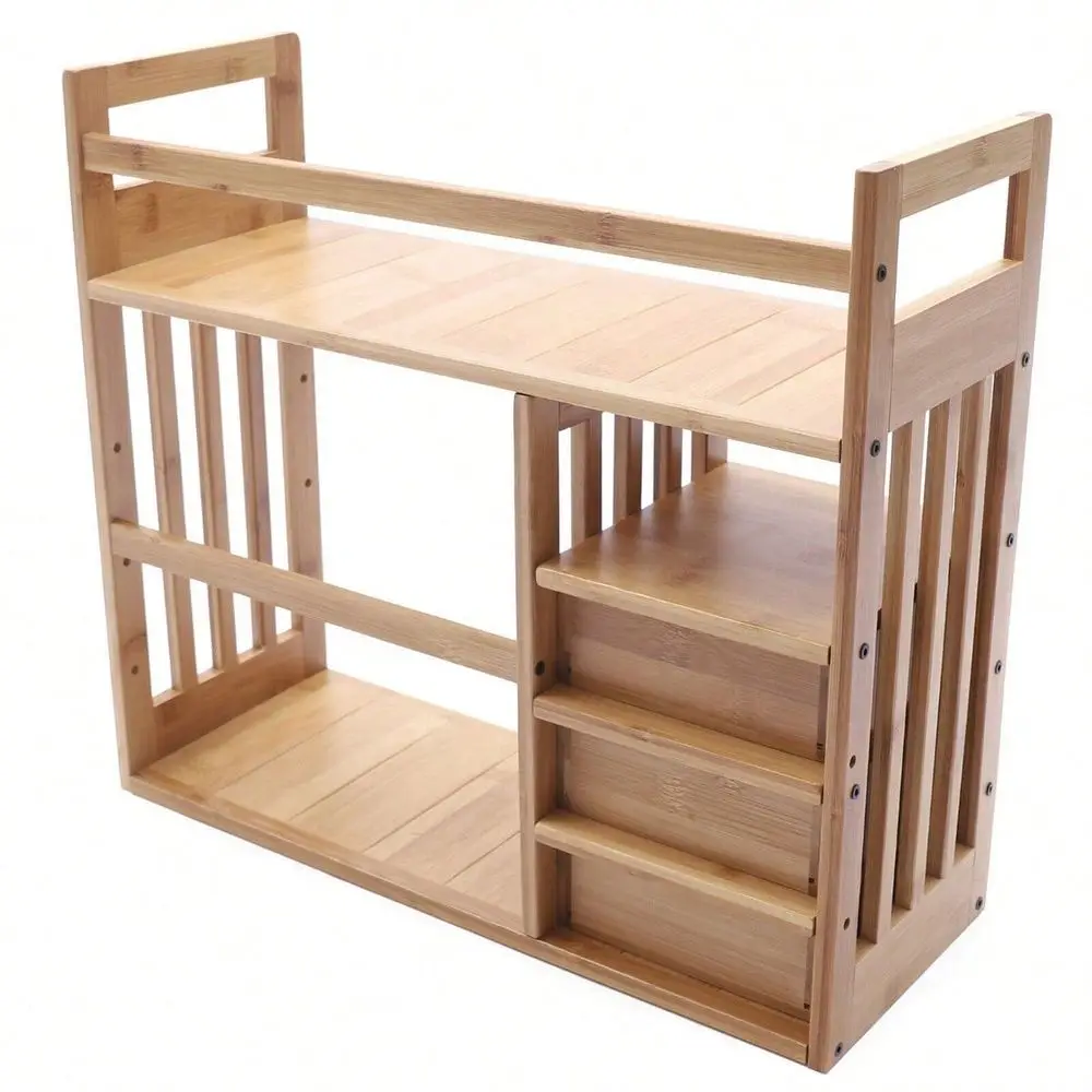 

LOYALHEARTDYBTG Bamboo Desktop Bookshelf Organizer, Adjustable Office Desk Storage Shelf RackBest Gift For FamilyFriends
