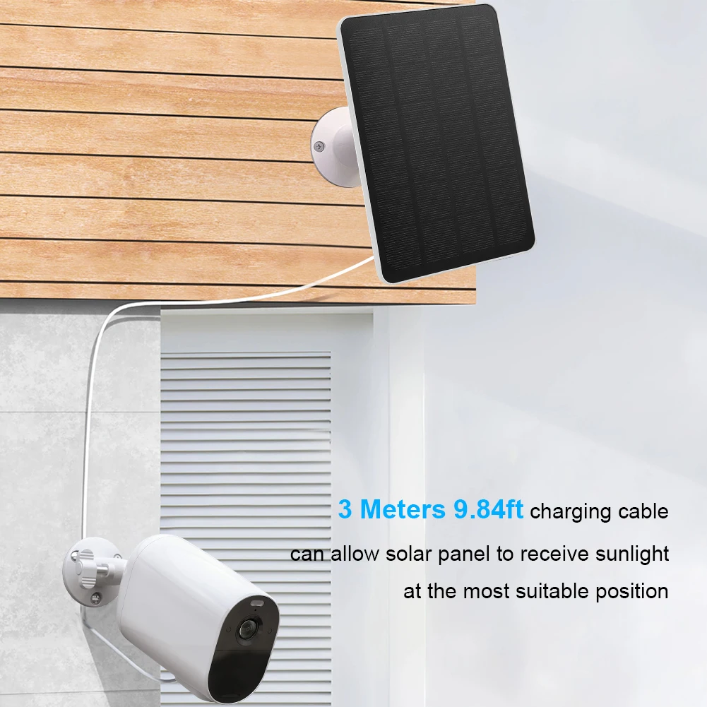 4W/6W Solar Panel Camera Charger with 9.8ft Micro USB Cable 360°Adjustable Wall Mount for Arlo XL Spotlight/Essential Spotlight view 3