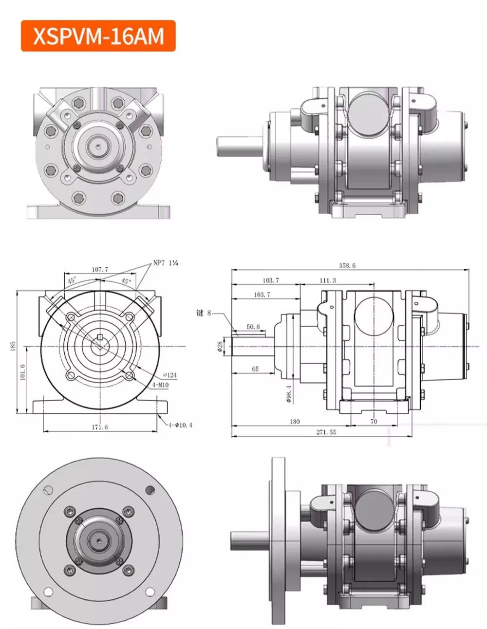 16AM Blade Type Pneumatic Motor,High-speed,Powerful,High-power,Explosion-proof Stepless Speed Regulation with Reducer