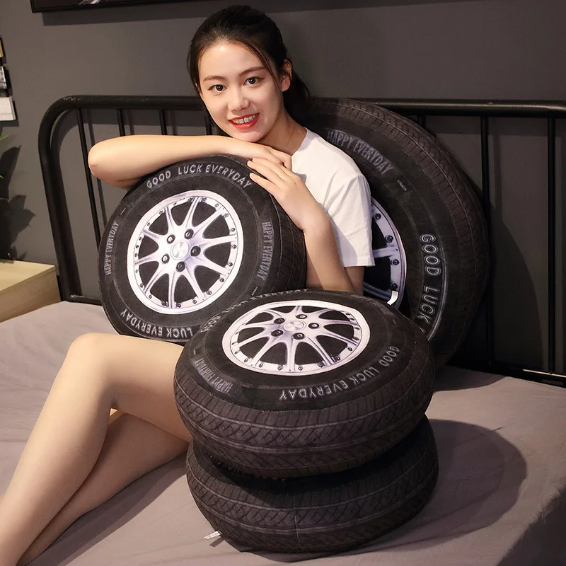 1pc Creative 3D Personalise Automobile Wheel Tires Pillow Plush Cushion Simulate Tire Pillow Cushions Cushion WITH Filling Toys