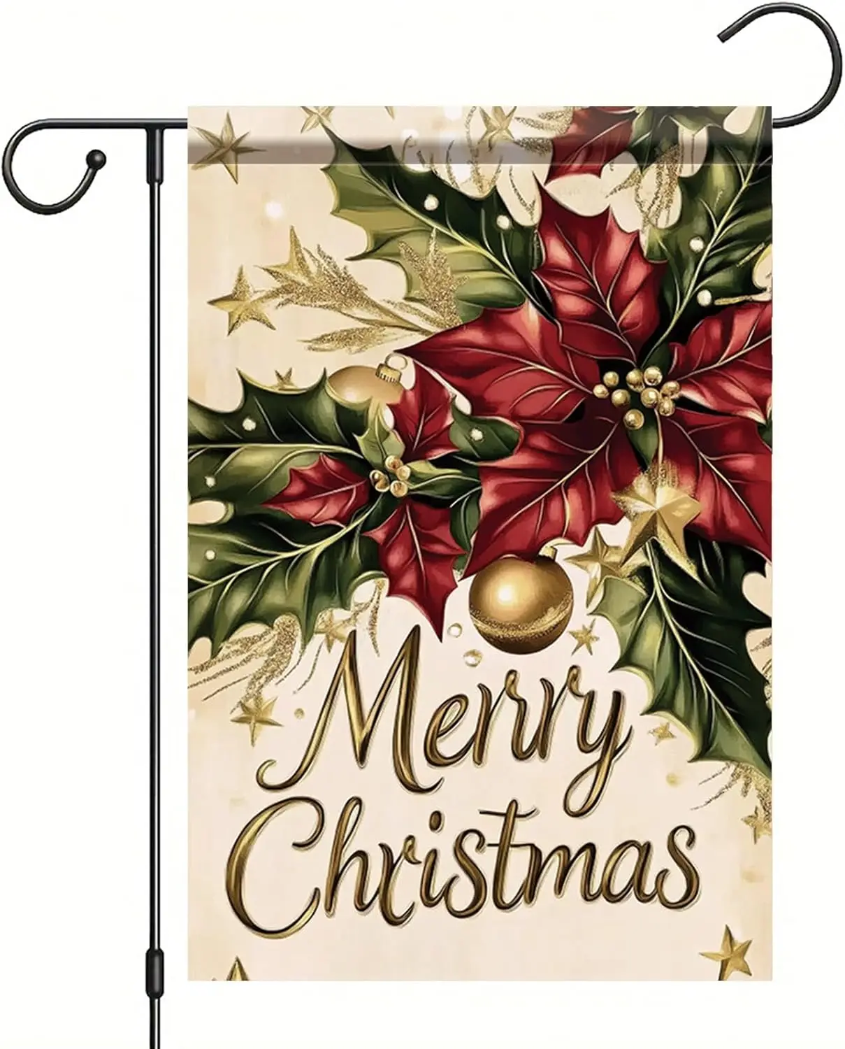 Christmas Garden Flag 12x18 Inch Merry Christmas Tree Snowflakes Ornaments Holiday Outdoor Decor Farmhouse Yard Porch Lawn B SSL