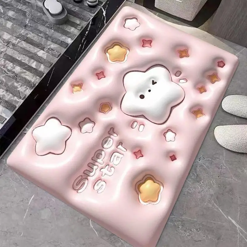 3D Diatom Mud Floor Mat Super Absorbent Floor Mat Bath Mat 3D Effect Expansion Soft Diatom Mud Shower Rugs And Mats For Bedroom