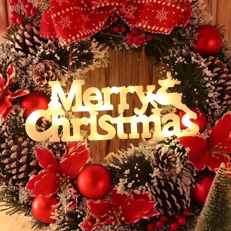 LED Standing Merry Christmas 3D Letter Light Sign Festive Tabletop Decoration Holiday Party Ornament Indoor Winter Home Decor