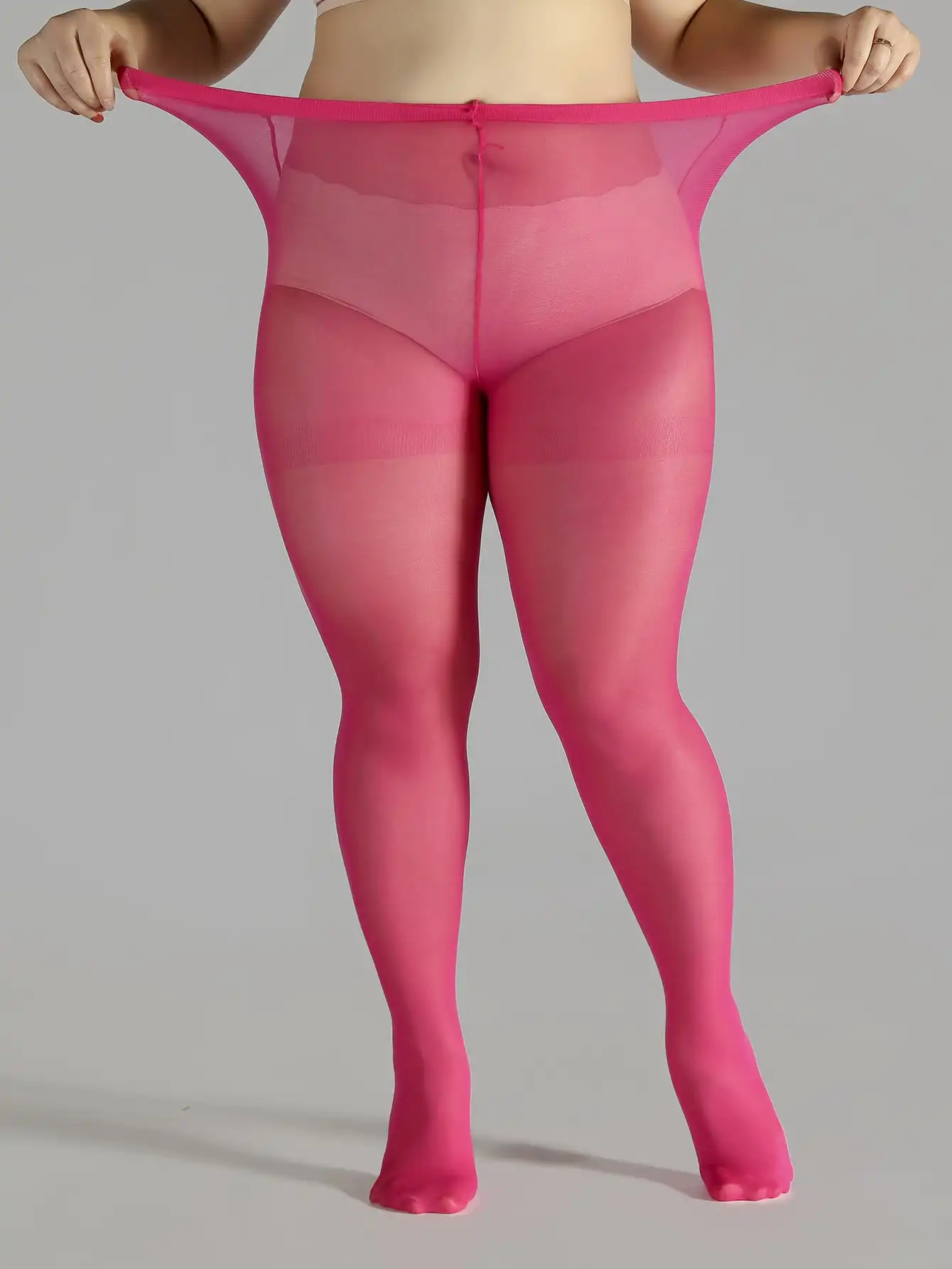 A pair of women\'s Plus Size flat Rose solid color translucent stockings super stretch leggings Party clothing Accessories