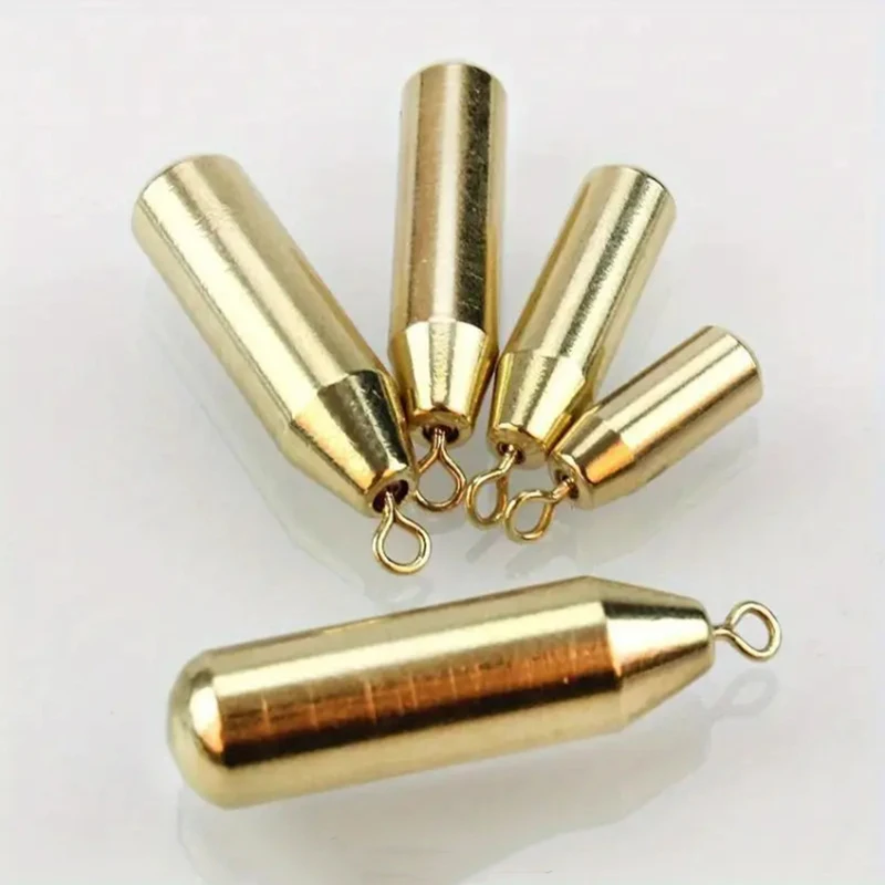 Piombini da pesca in rame da 10 pezzi, Piombini da pesca in rame, Pesi a canna tono dorato per la pesca in mare e d'acqua dolce,