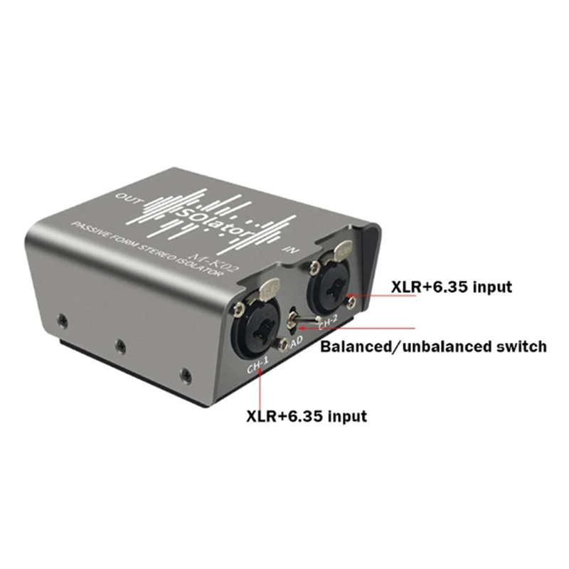 1 PCS Passive Dual 6.35Mm To XLR Audio Stereo Signal Isolator 2 In 2 Out Eliminator Box Plastic+Metal As Shown For DJ Mixer
