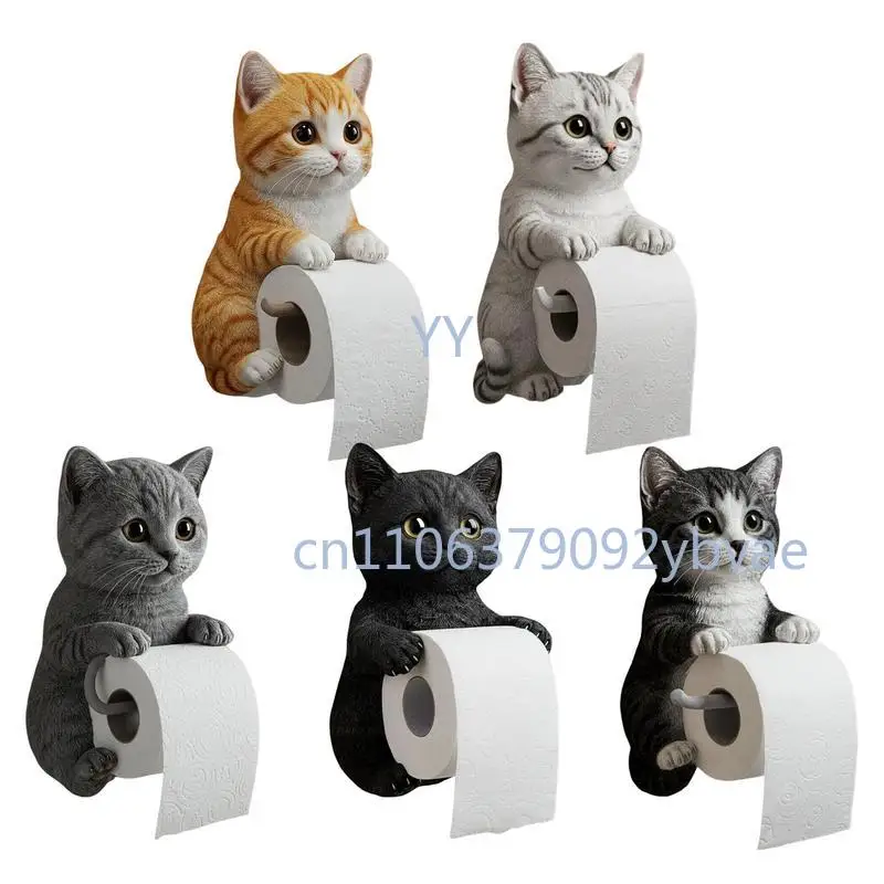 

3D Resin Cat Toilet Paper Holder Wall Mounted Funny Towel Roll Storage Rack for Home RV Kitchen