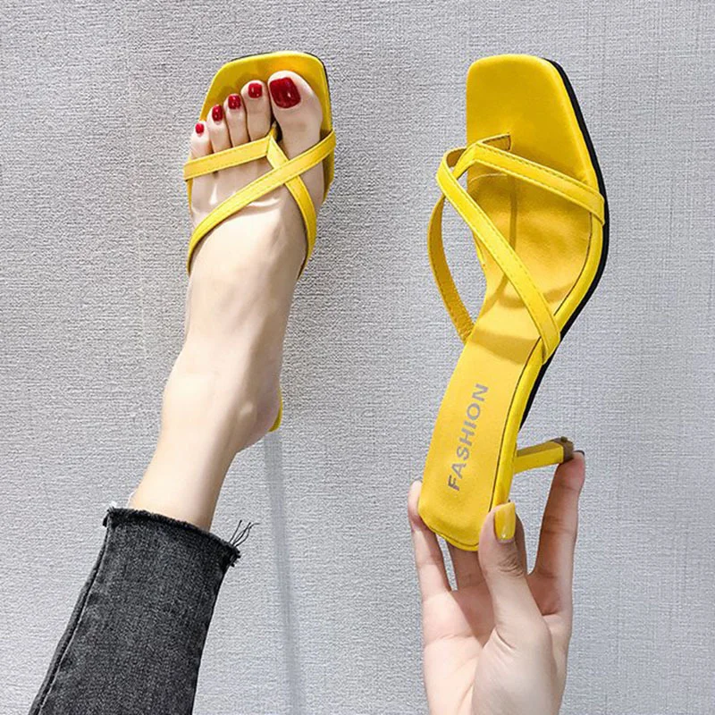 

Шлепанцы женские летние, сандалии, каблук, квадратный носок, шлепанцы, цвет черный, 2024