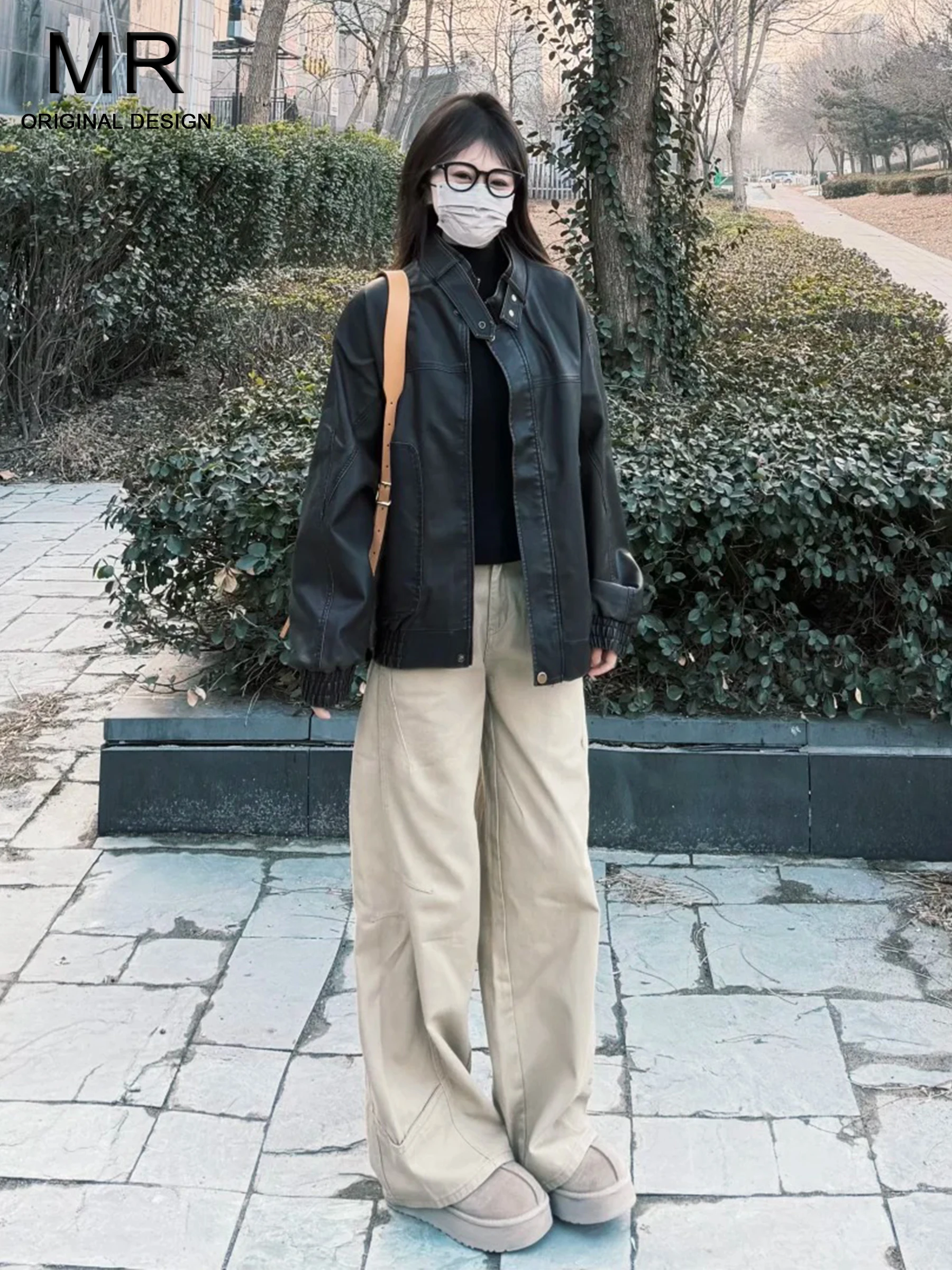 

Ретро джинсы-клеш цвета хаки для женщин, свободные прямые брюки, повседневный стиль, с дизайнерскими вставками, весна-лето, новинка