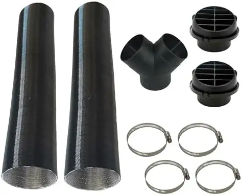 

75mm Diesel Heater Exhaust Pipe Kit - Y Connector & Clips for Webasto Eberspacher Propex 2KW 5KW 8KW