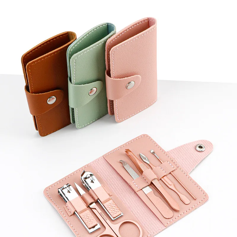 Zestaw narzędzie do Manicure 7-częściowy nóż ze stali ze stalowymi ćwiekami wielokolorowy zestaw do Manicure/Pedicure do zestaw do wycinania paznokci