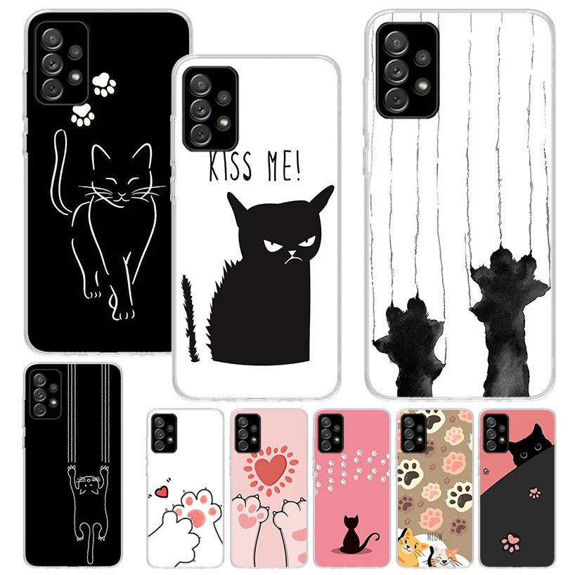 Cat Footprint Funny Paw Cute Phone Case for Samsung Galaxy A14 A54 A15 A55 A13 A53 A12 A52 A25 A35 A24 A34 A23 A33 A22 A32 A04S