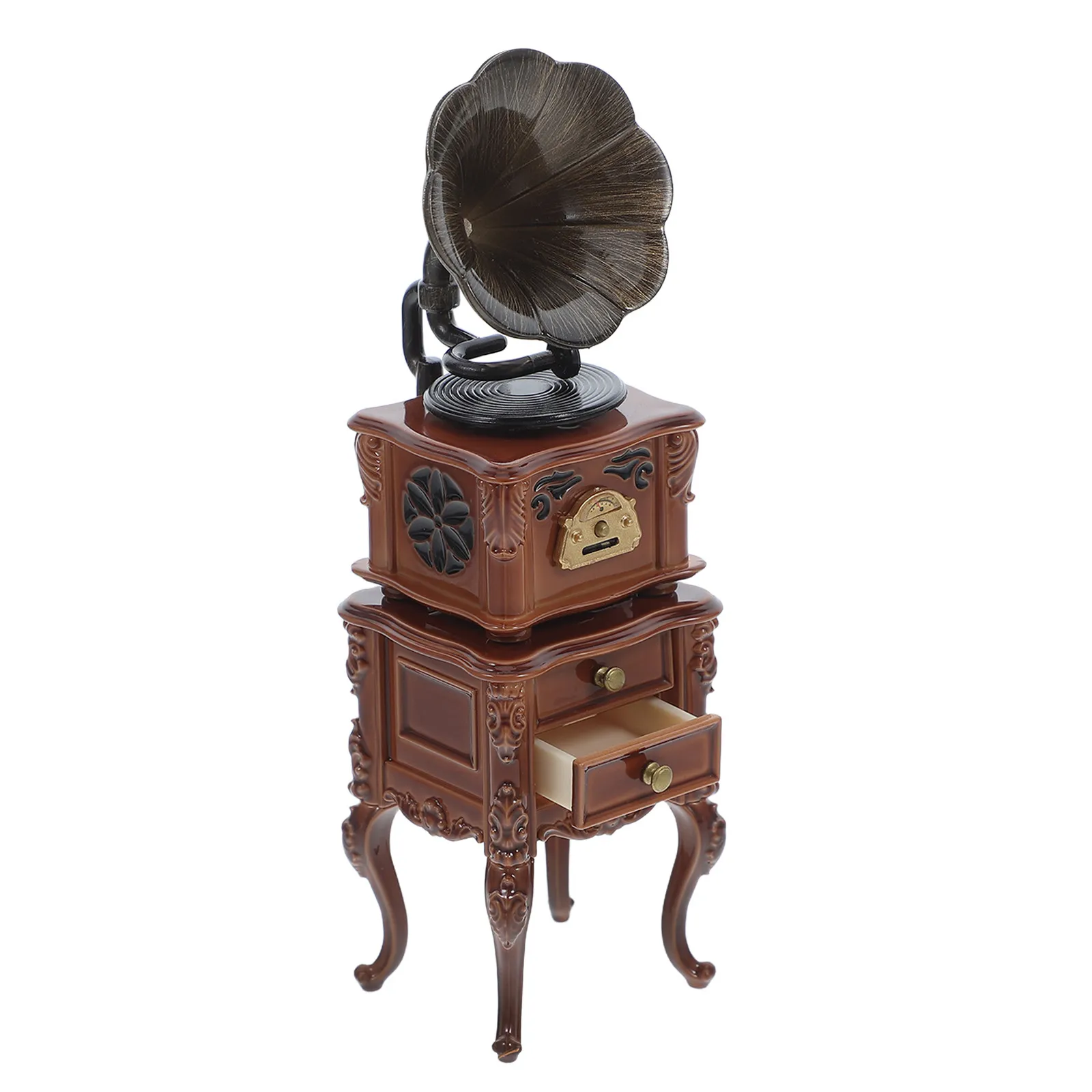1Set Miniature Retro Gramophone Vintage Phonograph Sound Enabled Dollhouse Decoration Desktop Furniture