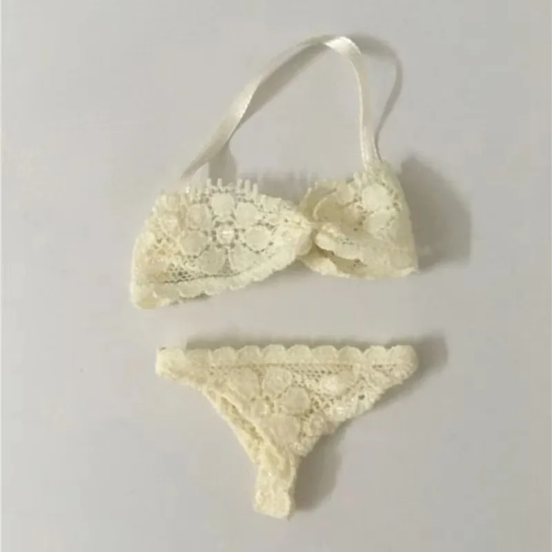 1/6 Scale Sexy Neck Hanging Bikini Ivory Lace Hollow Underwear Clothes Set Model for 12