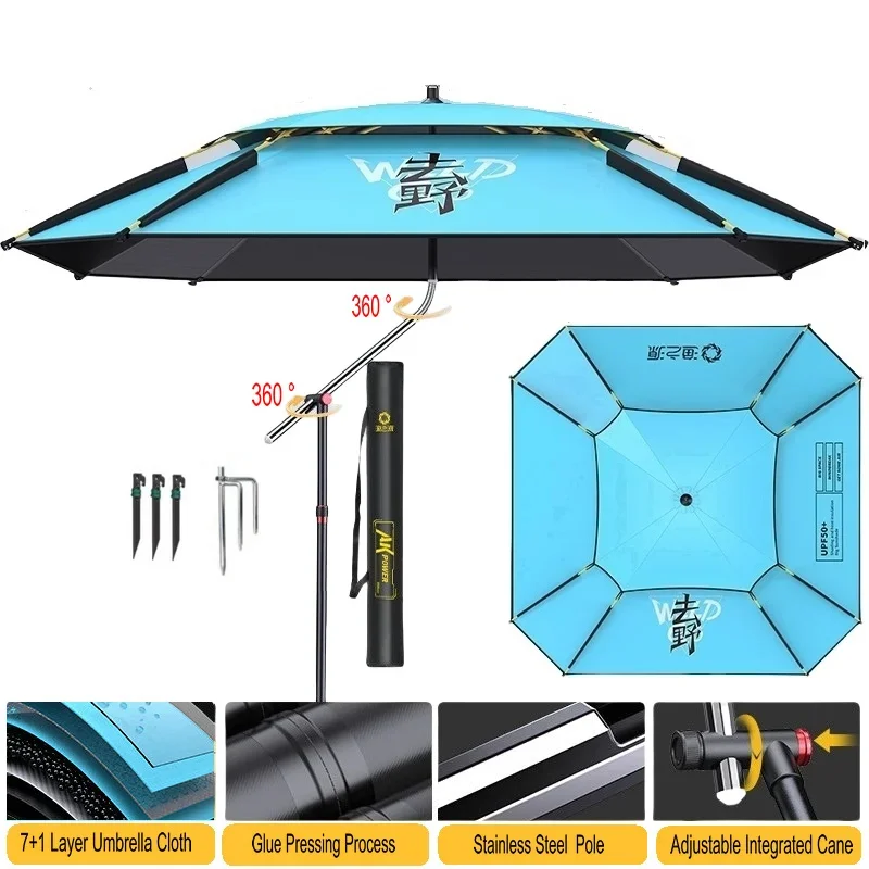 

Upgraded Large Fishing Umbrella 360° Adjustable Waterproof Sunscreen Outdoor Umbrella Garden Beach Yard Patio Umbrella Parasol