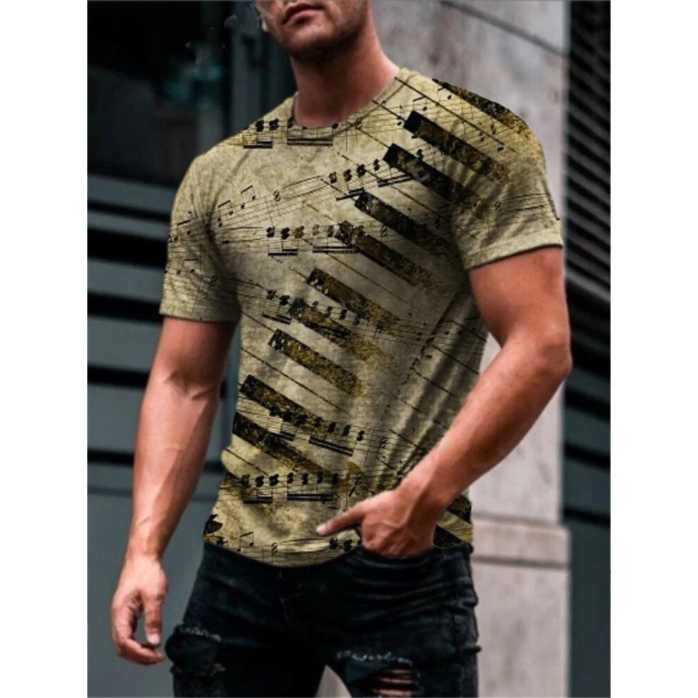 Musical Note 3D Printed T-Shirts Men Women Fashion Vintage Streetwear Oversized Short Sleeve T Shirt Kids Tees Tops Man Clothing