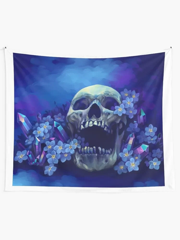 Skull and Forget-me-nots Tapestry Decoration For Rooms Carpet Wall Mushroom Tapestry