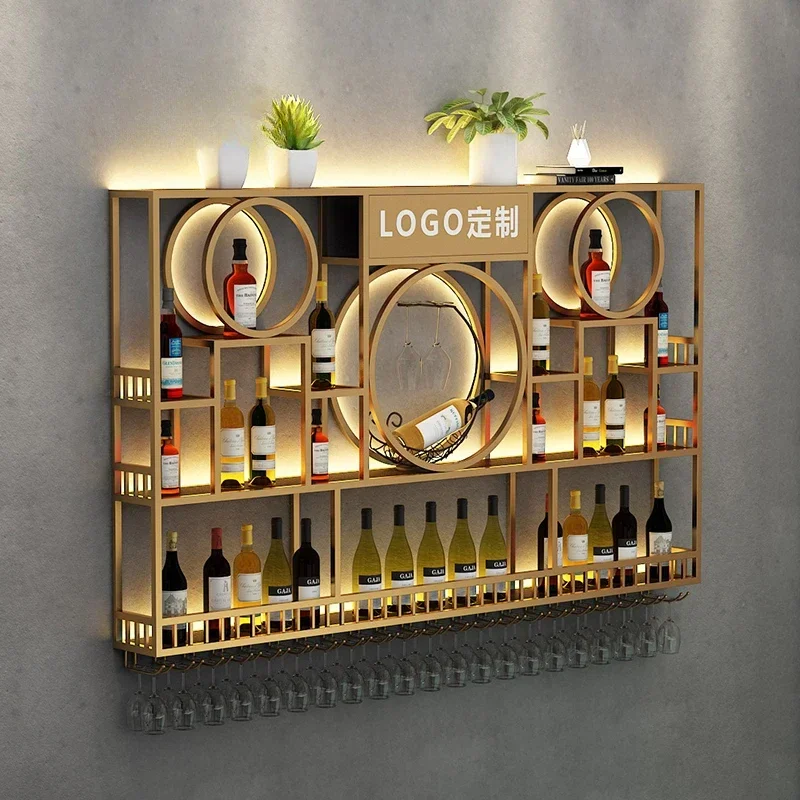 Black Modern Wine Display Rack Living Room Creative Nordic Whisky Cabinet Industrial Design Rack De Vinos Boutique Furniture