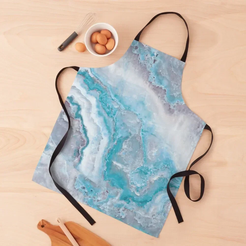 

Luxury Mermaid Blue Faux Agate Marble Geode Gem Apron chefs Household Items Trim Cloth Apron