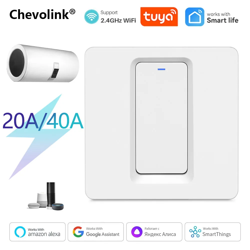 

20A/40A Tuya Smart Wifi Water Heater Boiler Switch Air Conditioner Smart Life Remote Voice Timer Control For Alexa Google Home