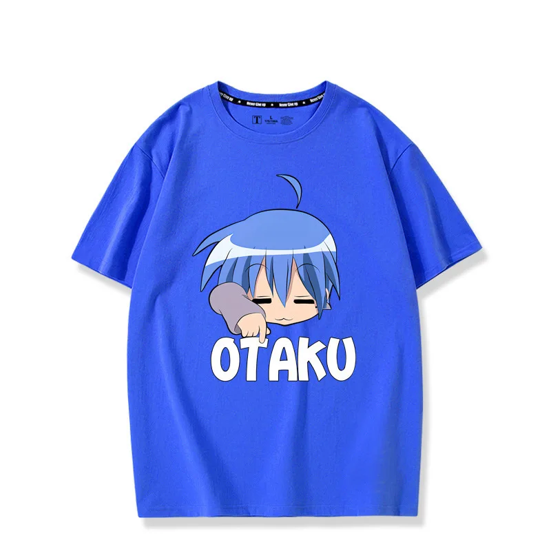 Camiseta de otaku de la estrella de la suerte para hombre, camisa con estampado 3D, cuello redondo, estilo Harajuku callejero, ropa de verano,