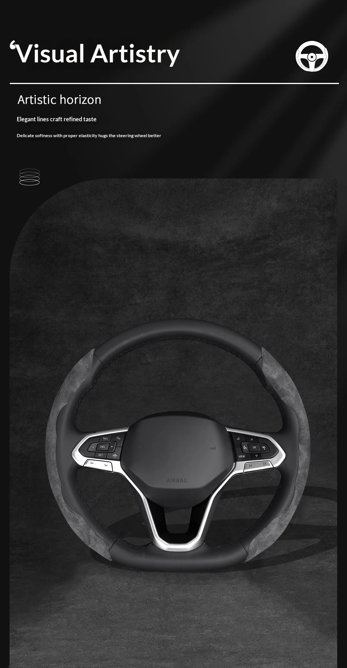 Segmented suede car steering wheel cover, carbon fiber inner wear-resistant grip protection cover, comes with a parking sign