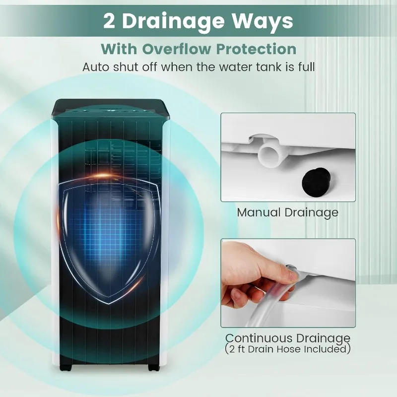 COSTWAY 10000 BTU 휴대용 에어컨, 제습기 및 스마트 수면 모드, 24H 타이머 및 리모컨 포함, 3 in 1 AC 유닛