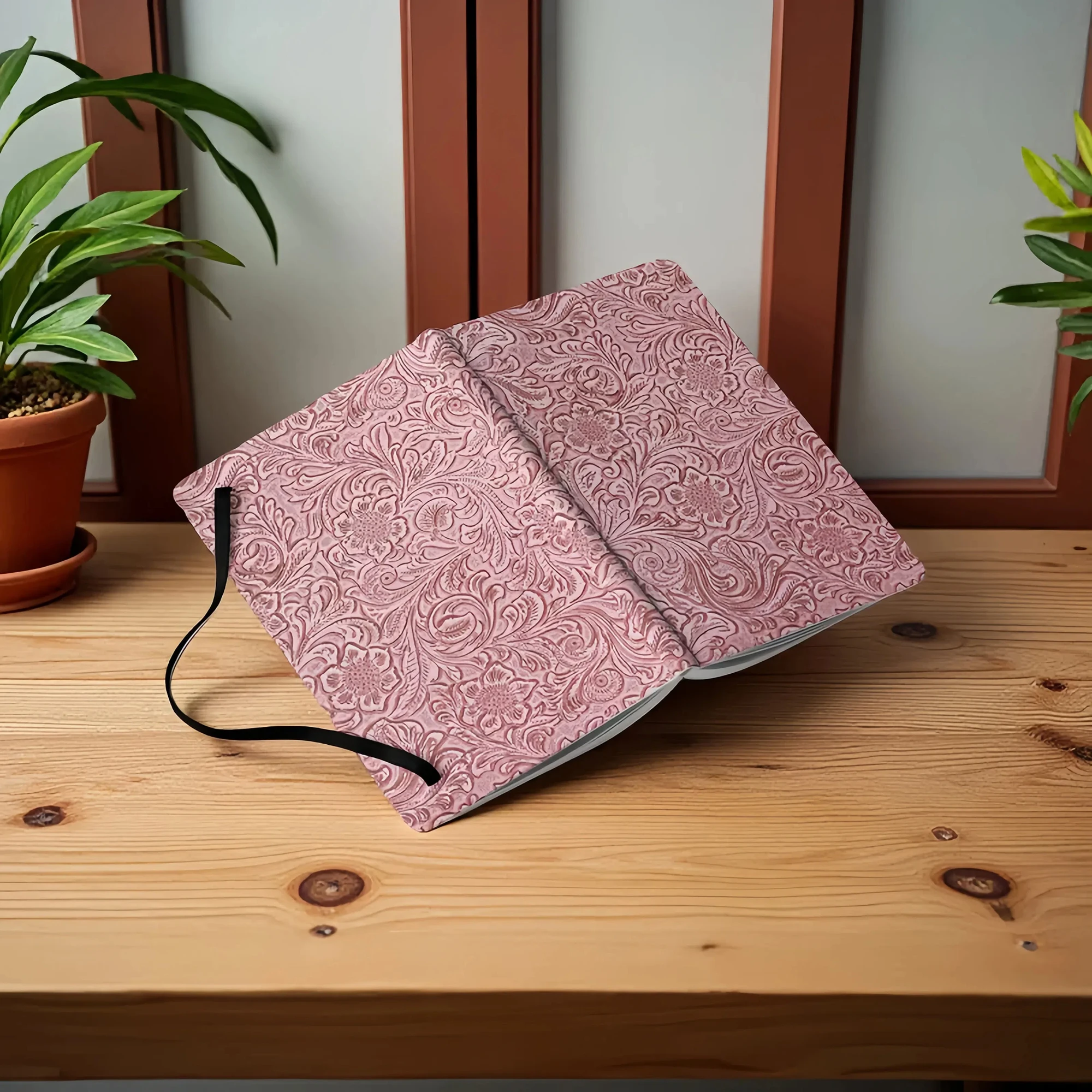 BUKE Retro-Notizbuch mit Blumenmuster und Punkten, 3D-geprägtes Kunstleder, A5-Format, Hardcover, 160 g/m² dickes Papier, Notizbuch mit 5x5-mm-Punktraster. – Detail 11