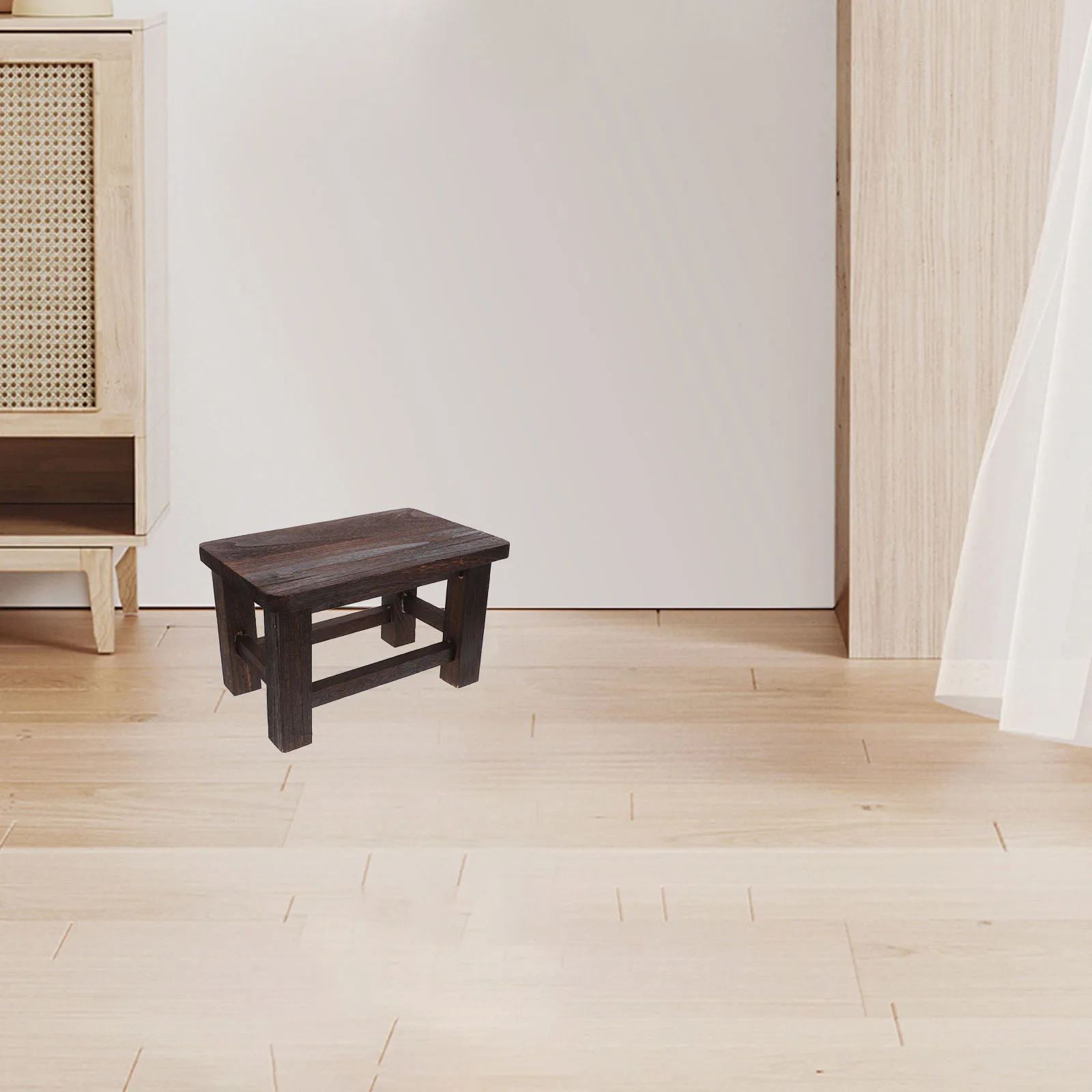 

1pc Solid Wood Bathroom Stools For Adults Stool Vintage Small Wooden Step Bench For Kids Bathroom Garden Entryway Home Decor