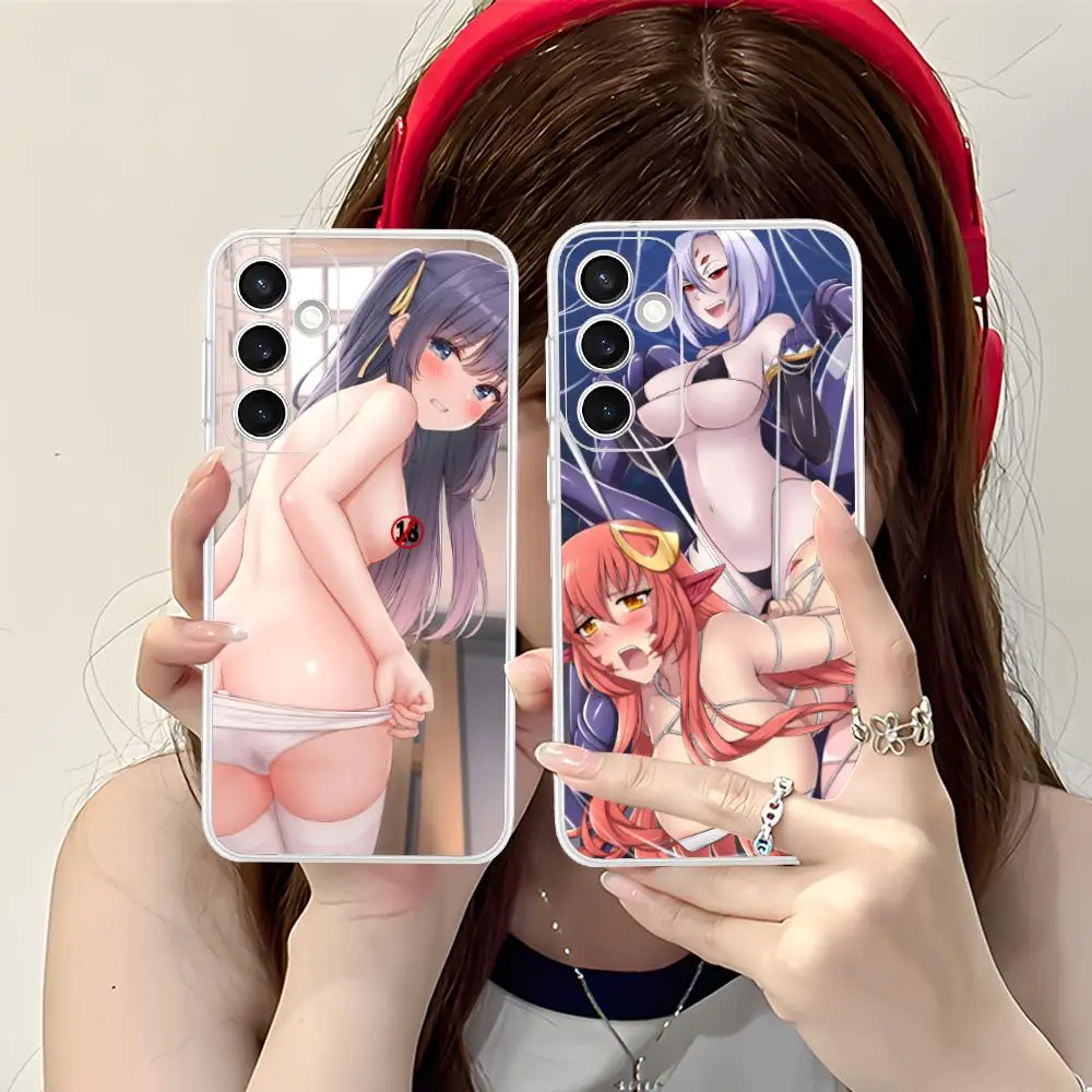 أنيمي Waifu هنتاي قضية الهاتف المحمول لسامسونج غالاكسي S25 S24 S23 S22 S21Plus FE الترا واضح اللون واقية الهاتف الذكي