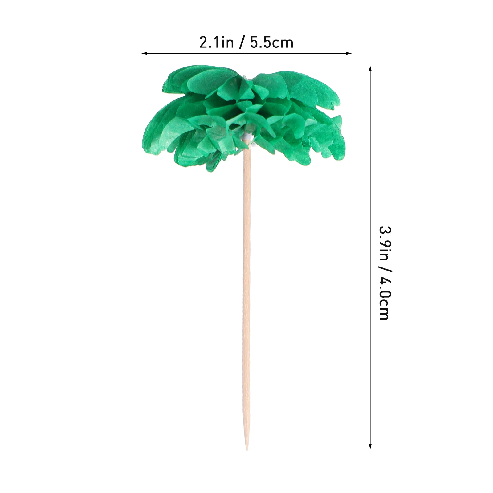 

50 Pcs Coconut Party Picks Birthday Cake Insertion Article Decorations Wooden Green Topper