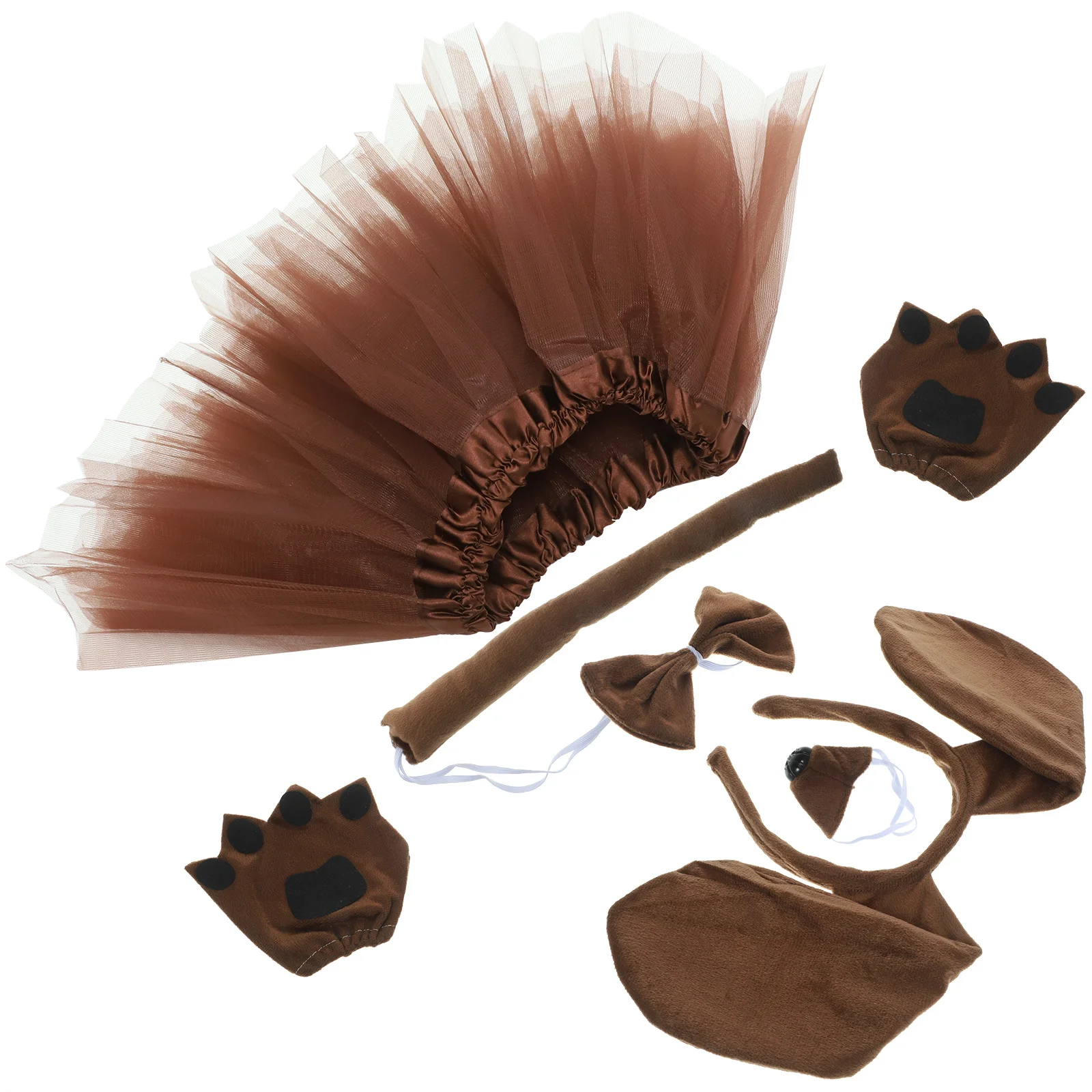 

1Set Animal Dog Ear Headband with Tail Tutu Skirt Bow Tie Gloves Fake Nose for Cosplay Party Birthday Holiday Events