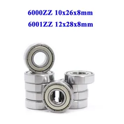 10PCS 6000ZZ 6001ZZ Bearing ABEC-1 ABEC-3 ABEC-5 10x26x8mm 12x28x8mm High quality Deep Groove 6000 6001ZZ Ball Bearings