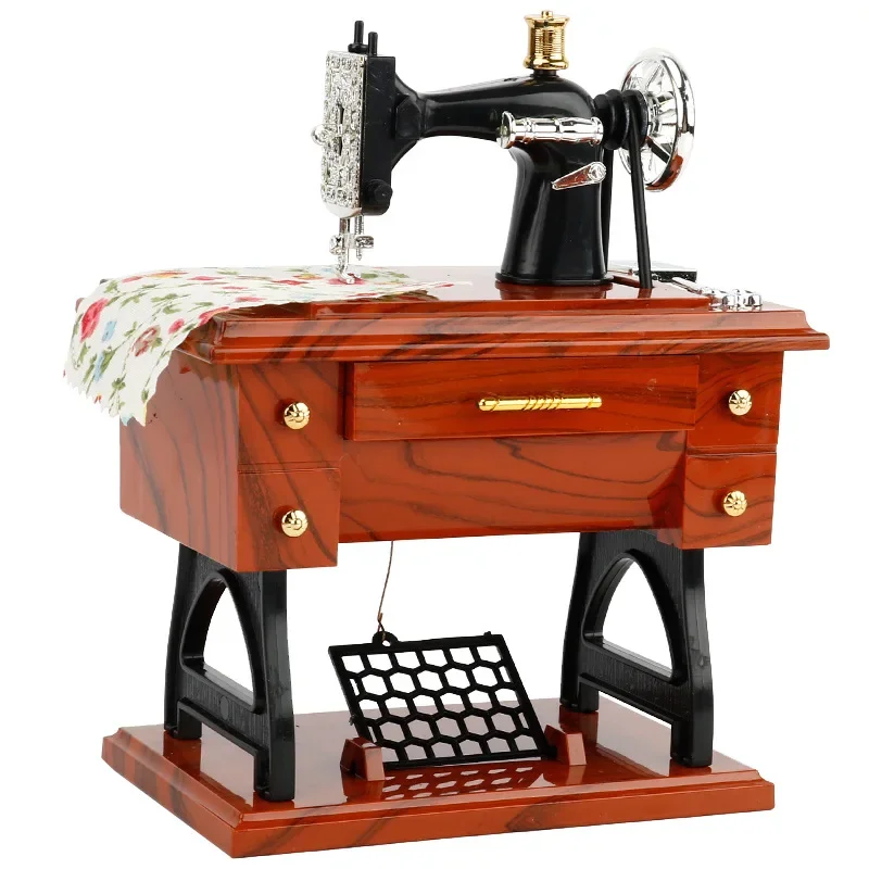 

Vintage Sewing Machine Music Box Home Desktop Decoration Bedroom Living Room Small Ornament Sewing Machine Model