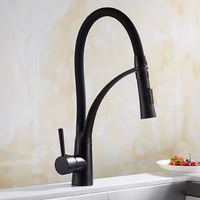 Black Rubber Kitchen Faucet Mixer Tap Rotation Pull Down Stream Sprayer Taps Hot Cold Water Tap One Handle Kitchen Tap