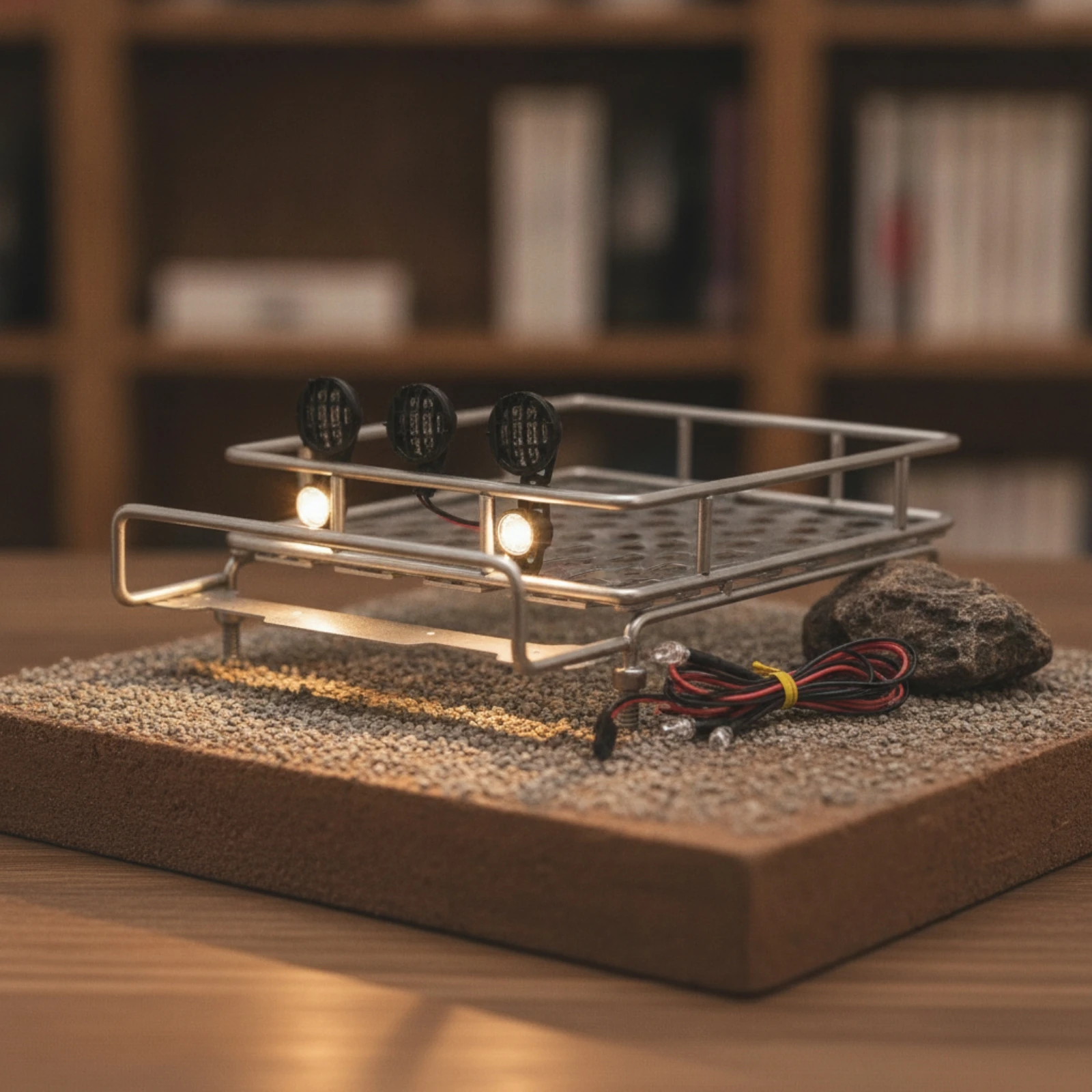RC Roof Rack with Light Bar Sturdy RC Car Luggage Carrier with Light Bar Roof Rack Luggage Carrier Easy to Install