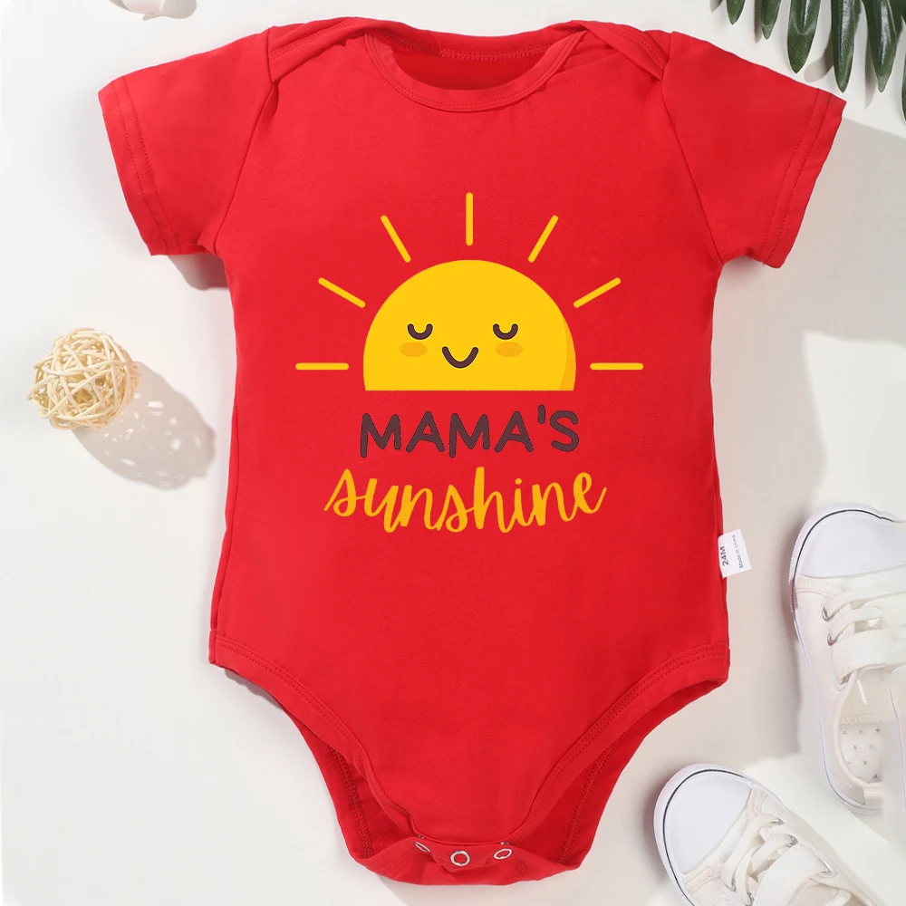 Cute Baby Girl Boy Clothes Bodysuit Mama's Sunshine Newborn Onesies Short Sleeve Cotton Summer Breathable Toddler Jumpsuit