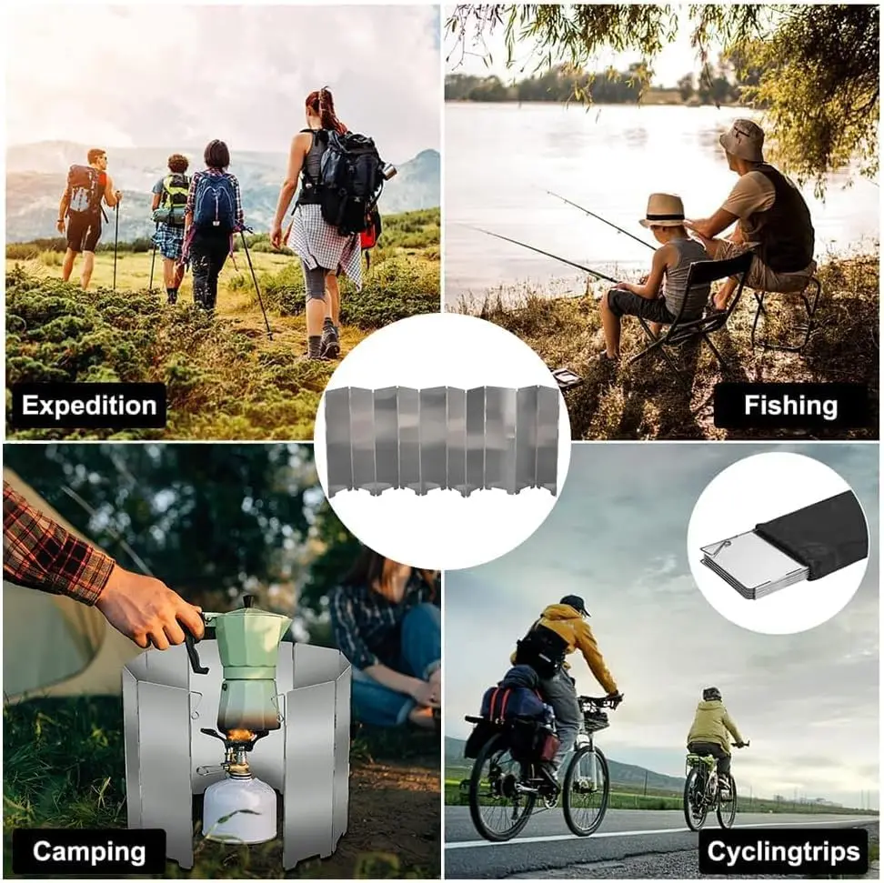 Portable Ultralight Outdoor 9 Plates Foldable Wind Shield Camping Stoves Windshield Foldable Gas Cookers Wind Deflectors Stove gallery 4