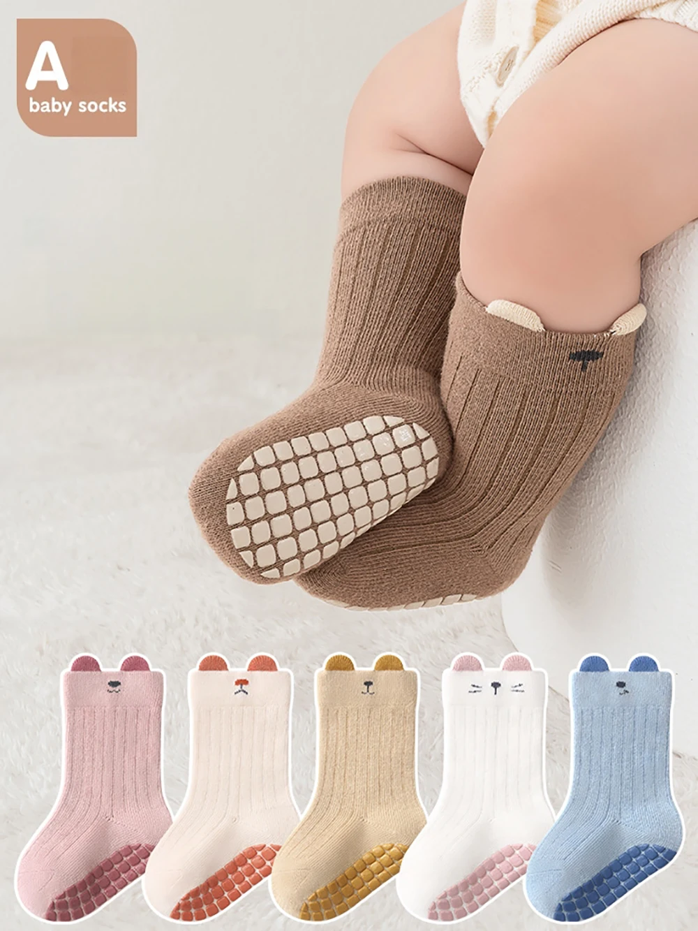 MILANCEL Child Socks 0-5T Non-slip Socks for Kids Cartoon Children's Socks 6 Colors Toddler Step Socks Thin Infant Girls' Socks