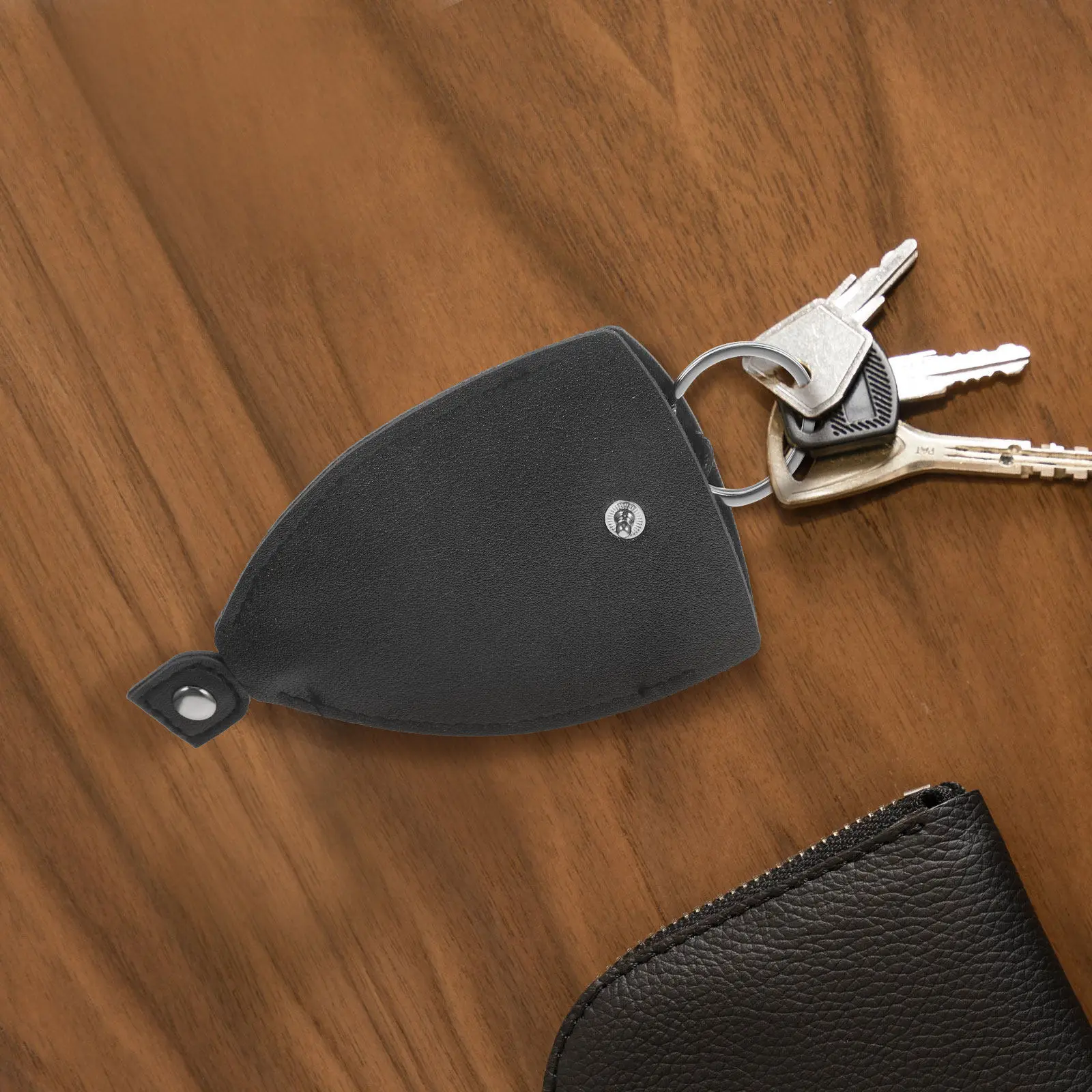 2Pcs Portable Key Bag Car Key Case Small Compact PU Material Pull-Out Design Convenient Storage Pouch for Keys view 2